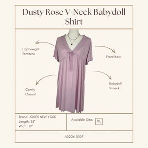Jones New York Pink V-Neck Babydoll Top